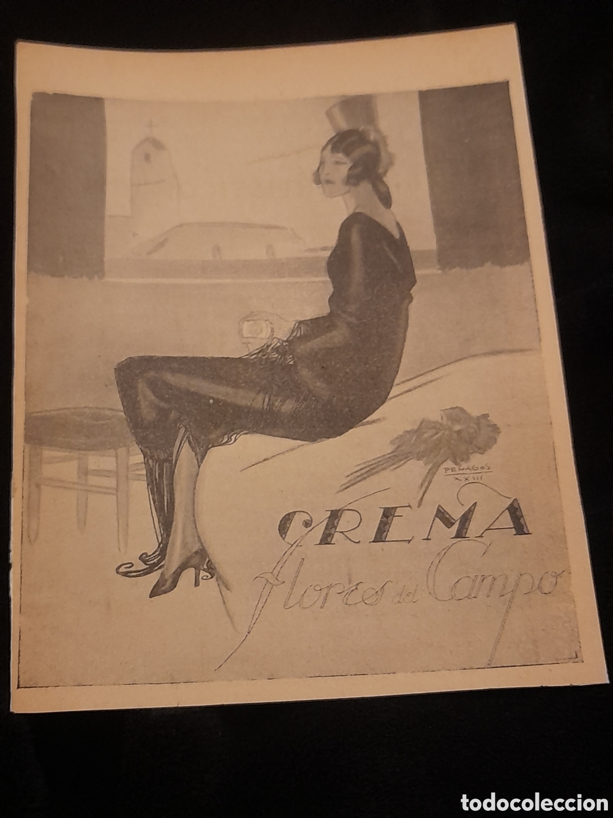 Coleccionismo: Antigua hoja publicitaria, Crema Flores del Campo, sobre 1921, pegado a cartulina, mide 18,8x14,6cm