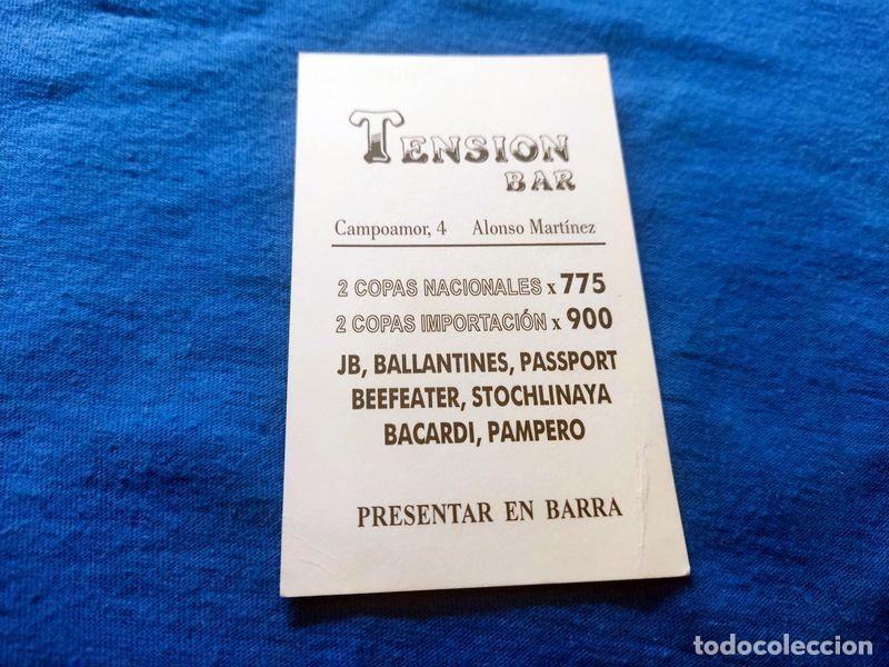 Coleccionismo: FLYER PASE PUERTA DISCOTECA PUB TENSION BAR C/ CAMPOAMOR 4 COPAS MADRID A&Ntilde;OS 90