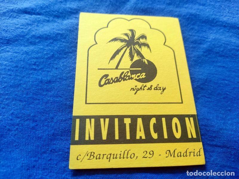 Coleccionismo: FLYER PASE PUERTA DISCOTECA PUB CASABLANCA C/ BARQUILLO 29 INVITACION MADRID A&Ntilde;OS 90
