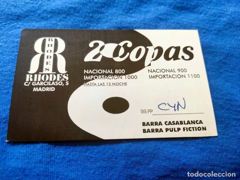 Coleccionismo: FLYER PASE PUERTA DISCOTECA PUB RHODES C/ GARCILASO 5 MADRID A&Ntilde;OS 90