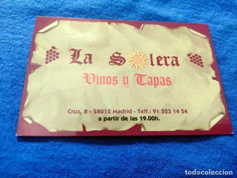 Coleccionismo: FLYER RESTAURANTE BAR VINOS Y TAPAS LA SOLERA C/ CRUZ 8 MADRID