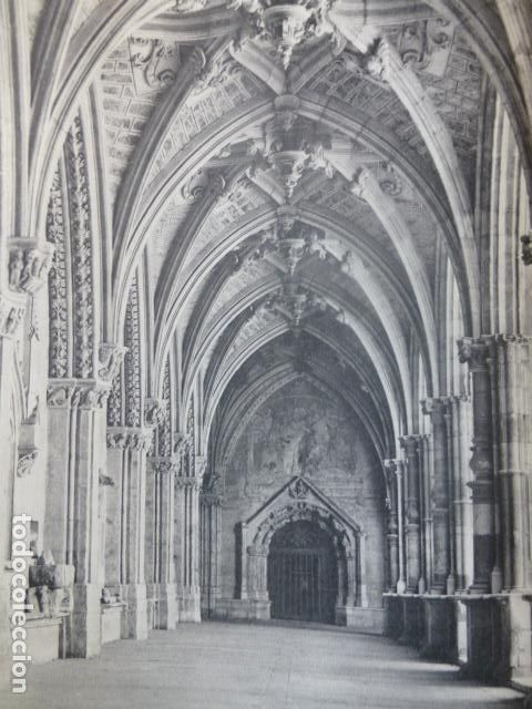 Coleccionismo: LEON CATEDRAL CLAUSTRO ANTIGUA LAMINA IMPRESA AL HUECOGRABADO A&Ntilde;OS 50