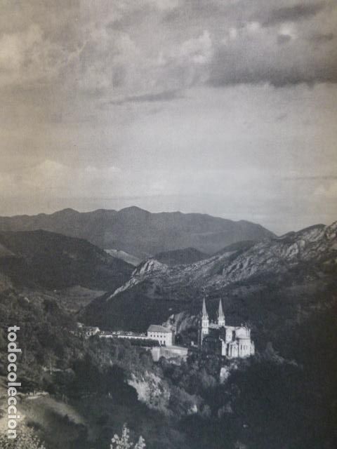 Coleccionismo: COVADONGA ASTURIAS ANTIGUA LAMINA IMPRESA AL HUECOGRABADO A&Ntilde;OS 50