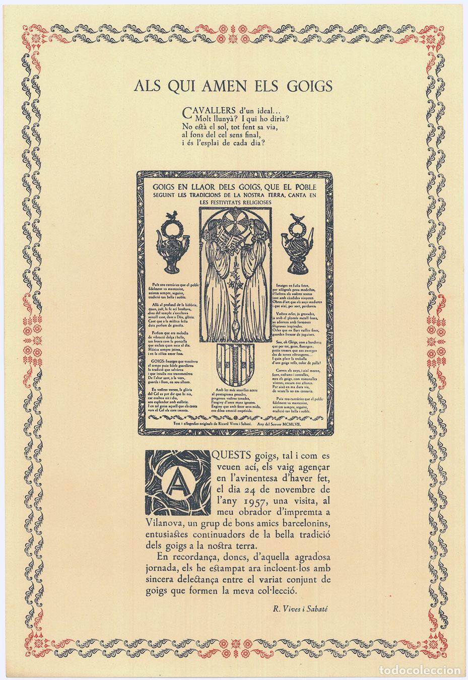 Coleccionismo: ALS QUI AMEN ELS GOIGS &ndash; 1957