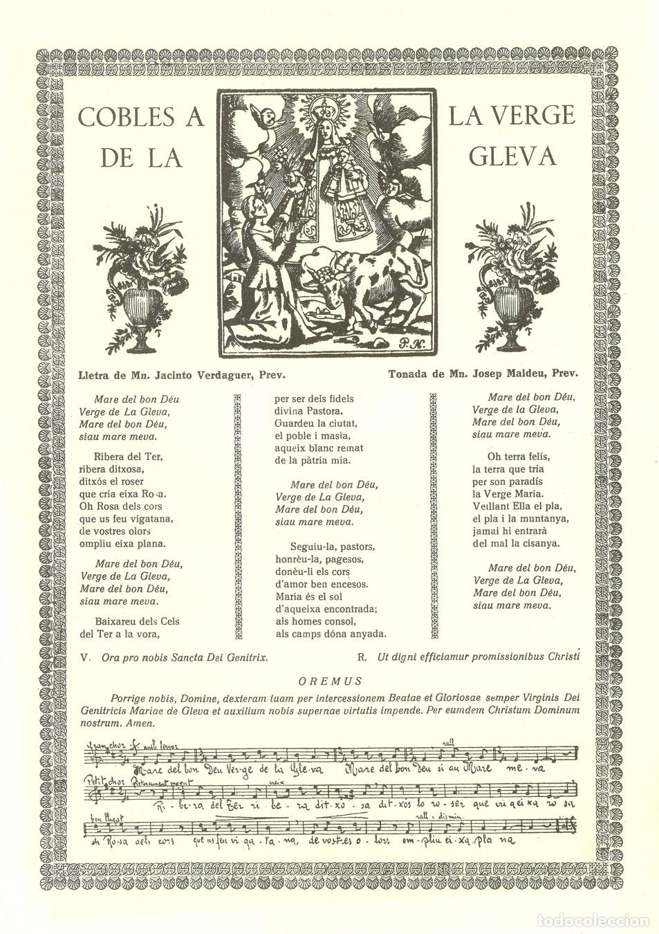 Coleccionismo: COBLES A LA VERGE DE LA GLEVA - GOIGS - Foto 1