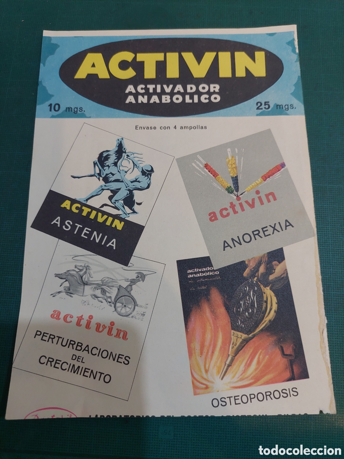 Sammelleidenschaft Papier: Activin medicamentos publicidad l&aacute;mina