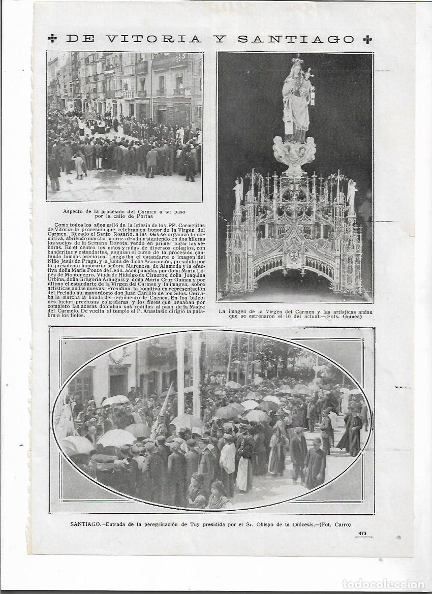 Coleccionismo: A&Ntilde;O 1915 RECORTE PRENSA VITORIA PROCESION VIRGEN DEL CARMEN A SU PASO POR LA CALLE DE PORTAS