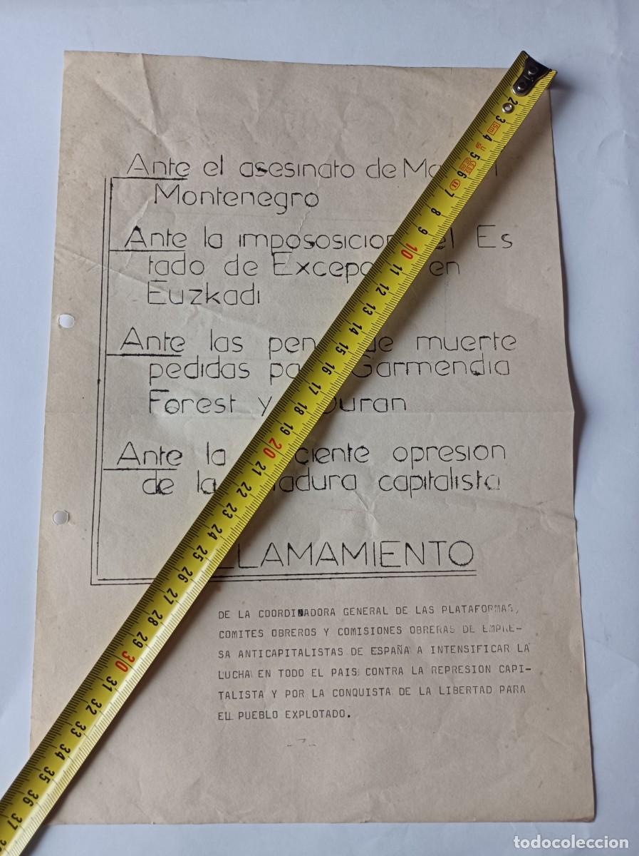 Coleccionismo: OCTAVILLA PLATAFORMAS Y COMISIONES OBRERAS CONTRA SENTENCIA A MUERTE DE GARMENDIA Y OTAEGUI