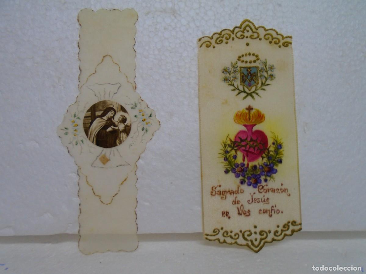 Coleccionismo: STA.TERESITA DEL NI&Ntilde;O JESUS Y SDO.CORAZON DE JESUS,PINTADOS SOBRE RASOS 1&ordm; XX.