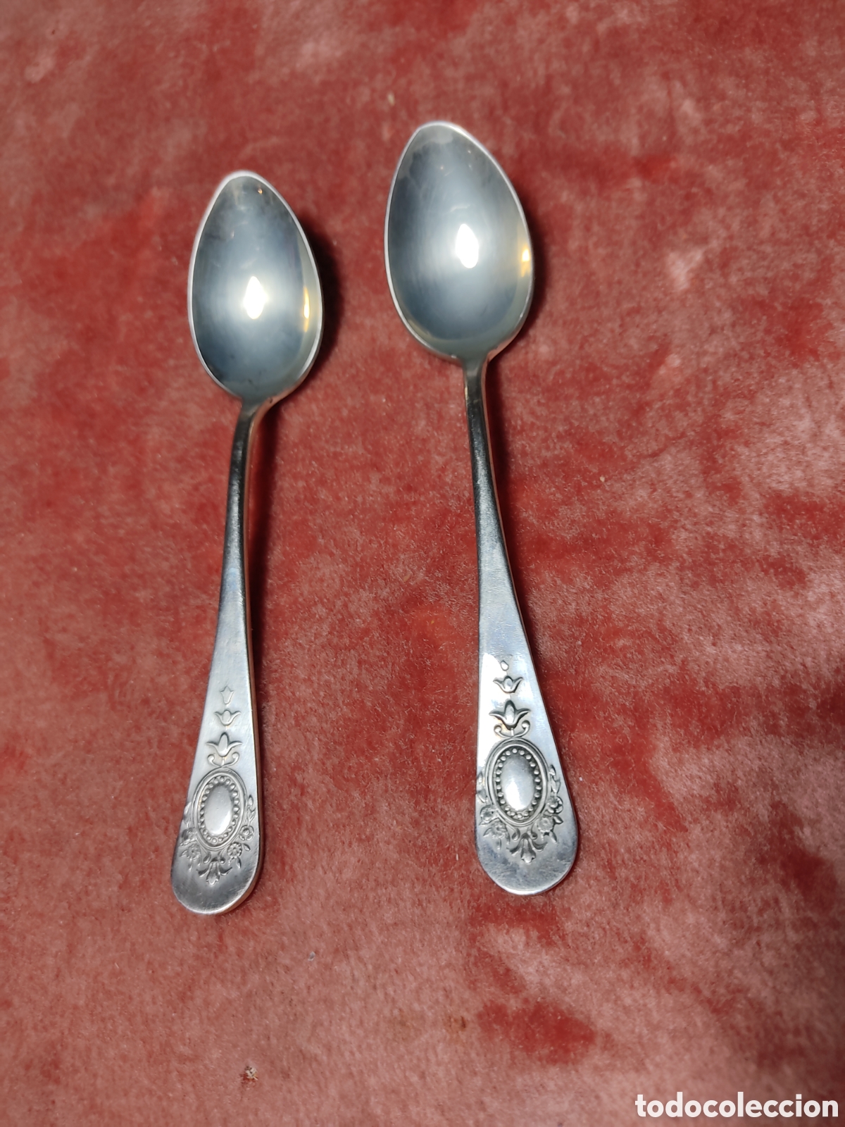 Coleccionismo: 2 Cucharas de alpaca, 14,5 cm