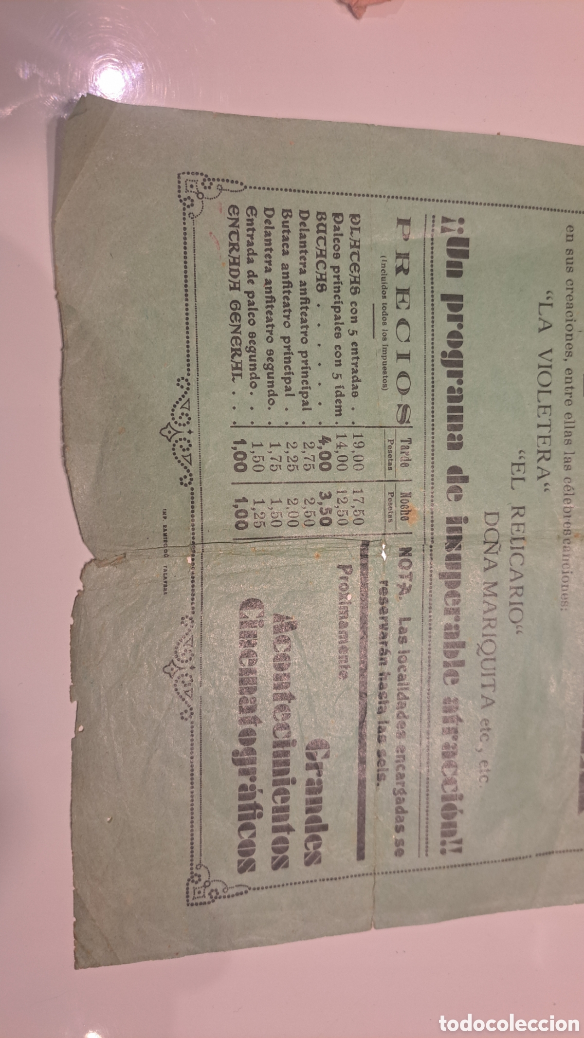 Coleccionismo: Programa teatro Juan de mariana 29.9.1935 - Foto 4