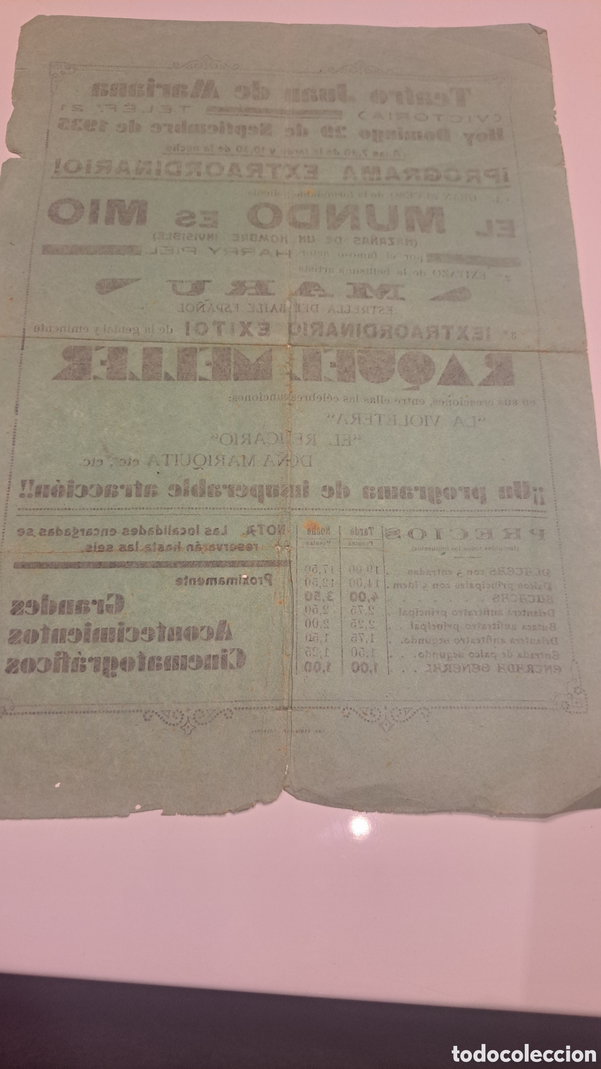 Coleccionismo: Programa teatro Juan de mariana 29.9.1935 - Foto 5
