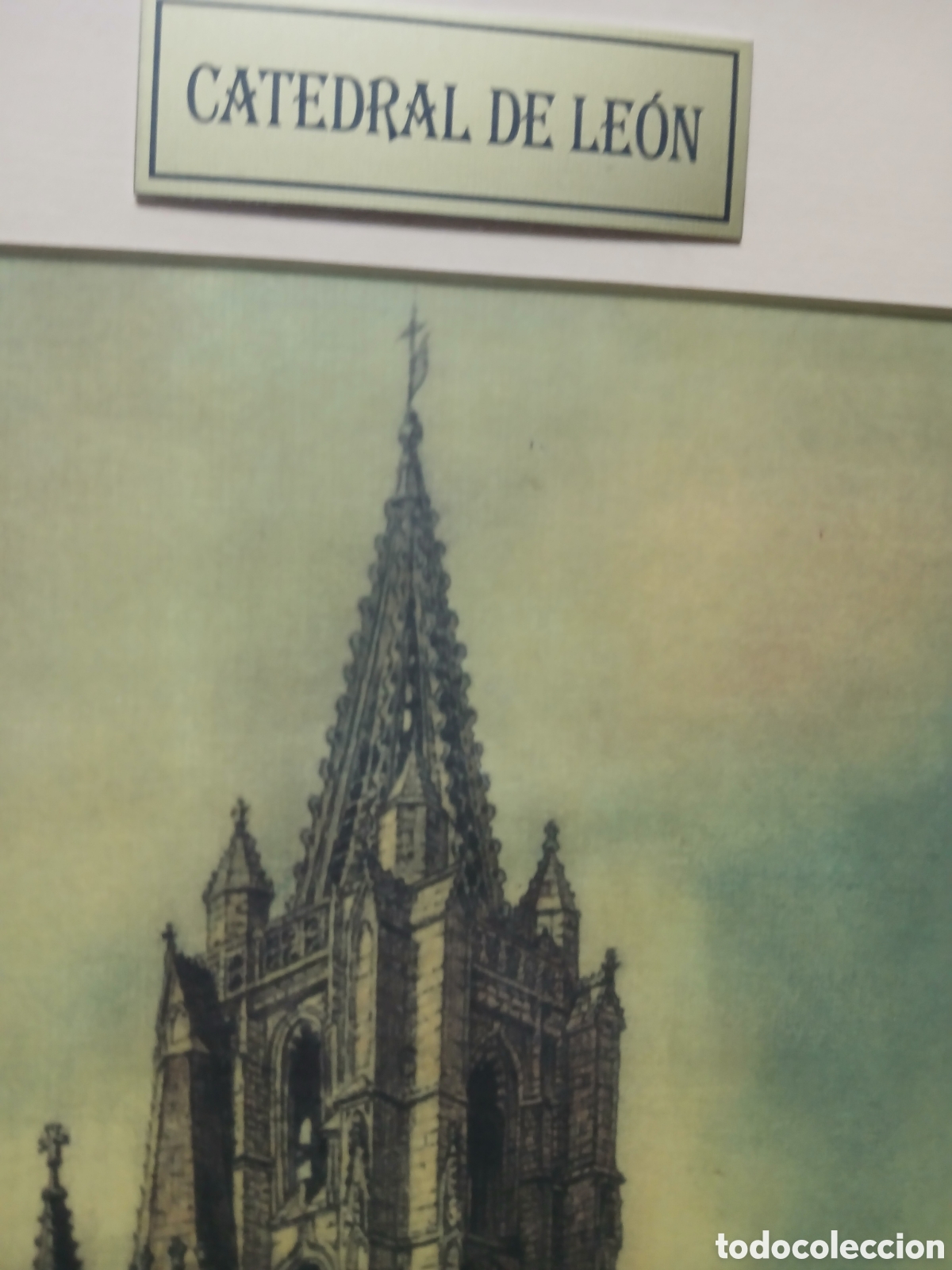Coleccionismo: CUADRO CATEDRAL DE LEON. FIRMA QUE DESCONOCEMOS - Foto 2