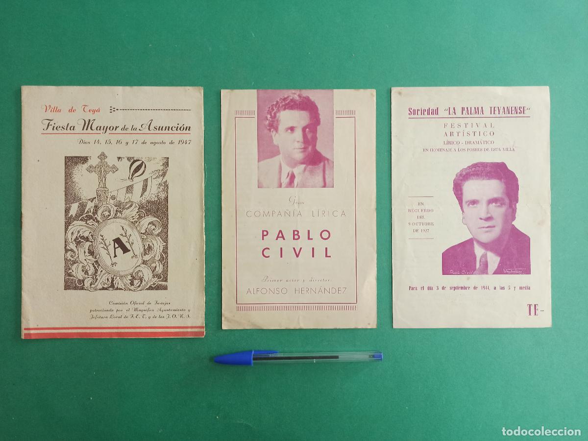 Collectionnisme: Antiguo programa de Fiesta Mayor de la Asunci&oacute;n. Teya. Teia. Maresme. 1947. Cantante Pablo Civil.