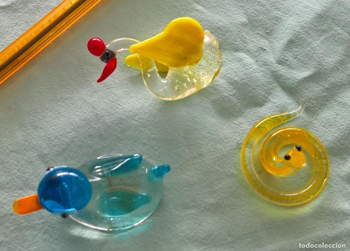 Coleccionismo: Pato,Cisne,Serpiente ,3 Animales peque&ntilde;os en cristal -Malasia -recuerdo-suvenir