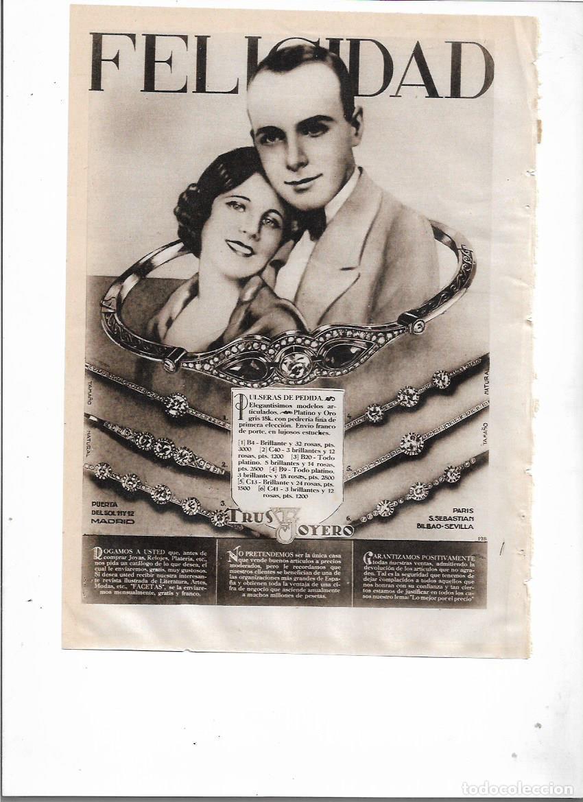 Coleccionismo: A&Ntilde;O 1929 RECORTE PRENSA PUBLICIDAD EL TRUST JOYERO JOYERIA JOYAS