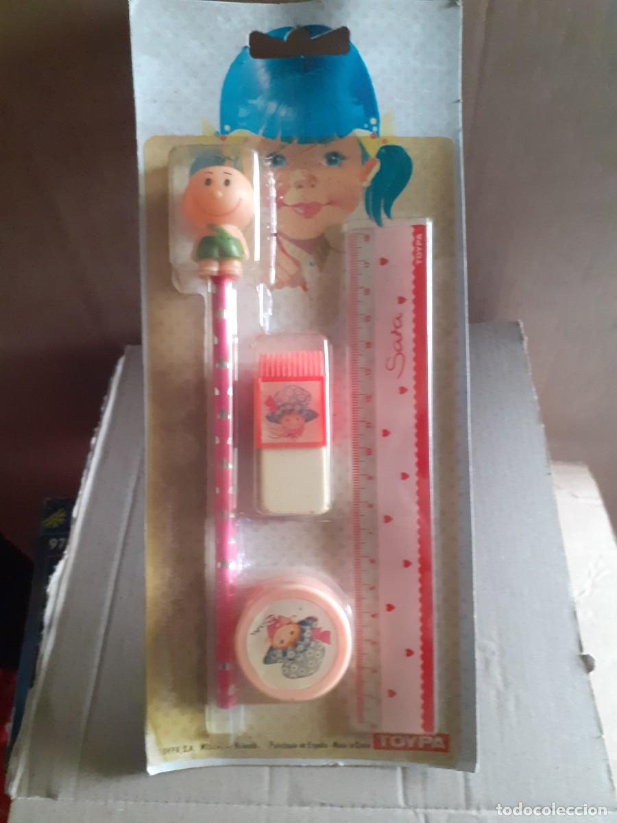 Coleccionismo: BLISTER PAPELERIA TOYPA LAPIZ CON GUARDAPUNTAS, REGLA, GOMA Y AFILA A&Ntilde;OS 80