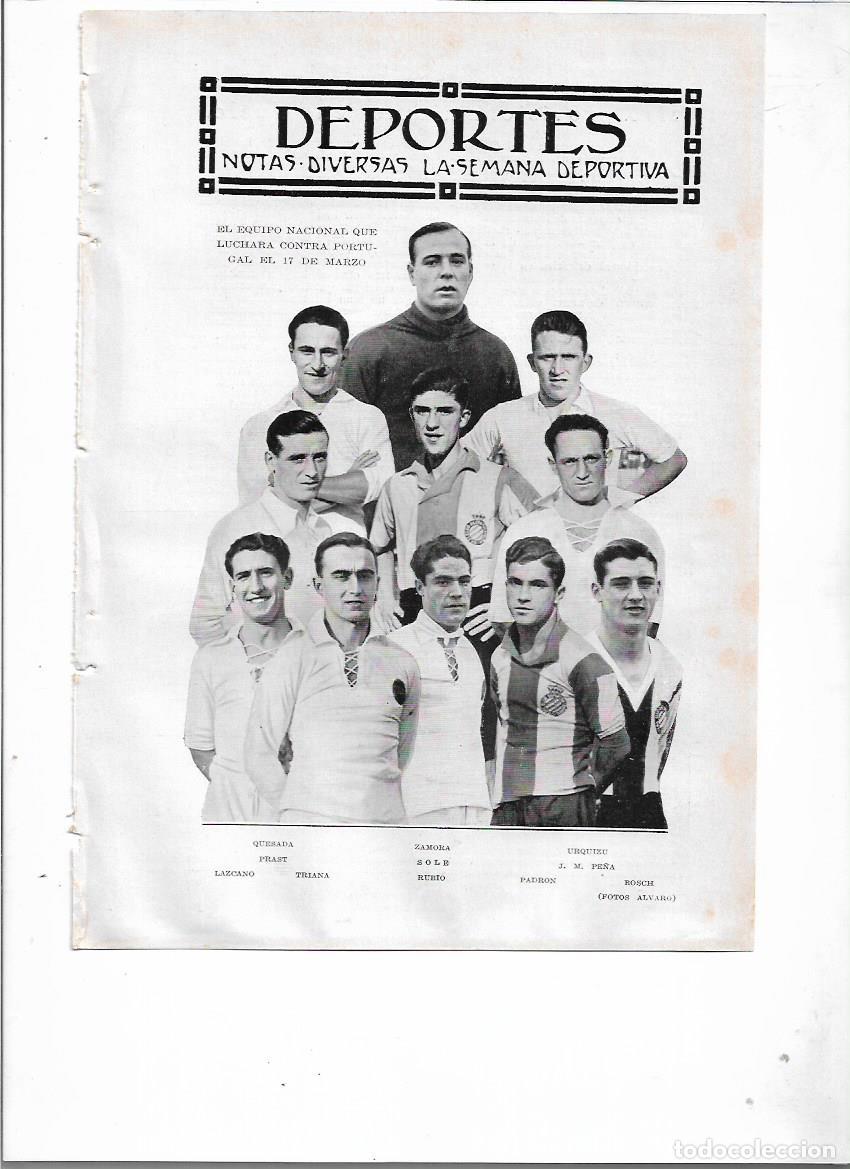 Colecionismo: A&Ntilde;O 1929 RECORTE PRENSA DEPORTES FUTBOL EQUIPO NACIONAL SELECCION ESPA&Ntilde;OLA