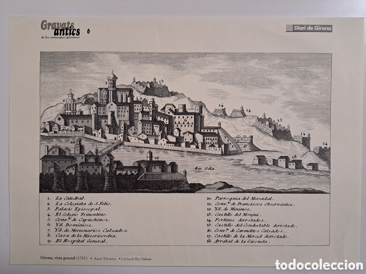 Coleccionismo: GIRONA VISTA GENERAL (1781) - GRAVATS ANTICS - DIARI DE GIRONA