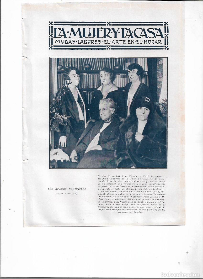 Coleccionismo: A&Ntilde;O 1929 RECORTE PRENSA FEMINISMO FRANCIA CONGRESO UNION NACIONAL DE LA MUJER VOTO FEMENINO