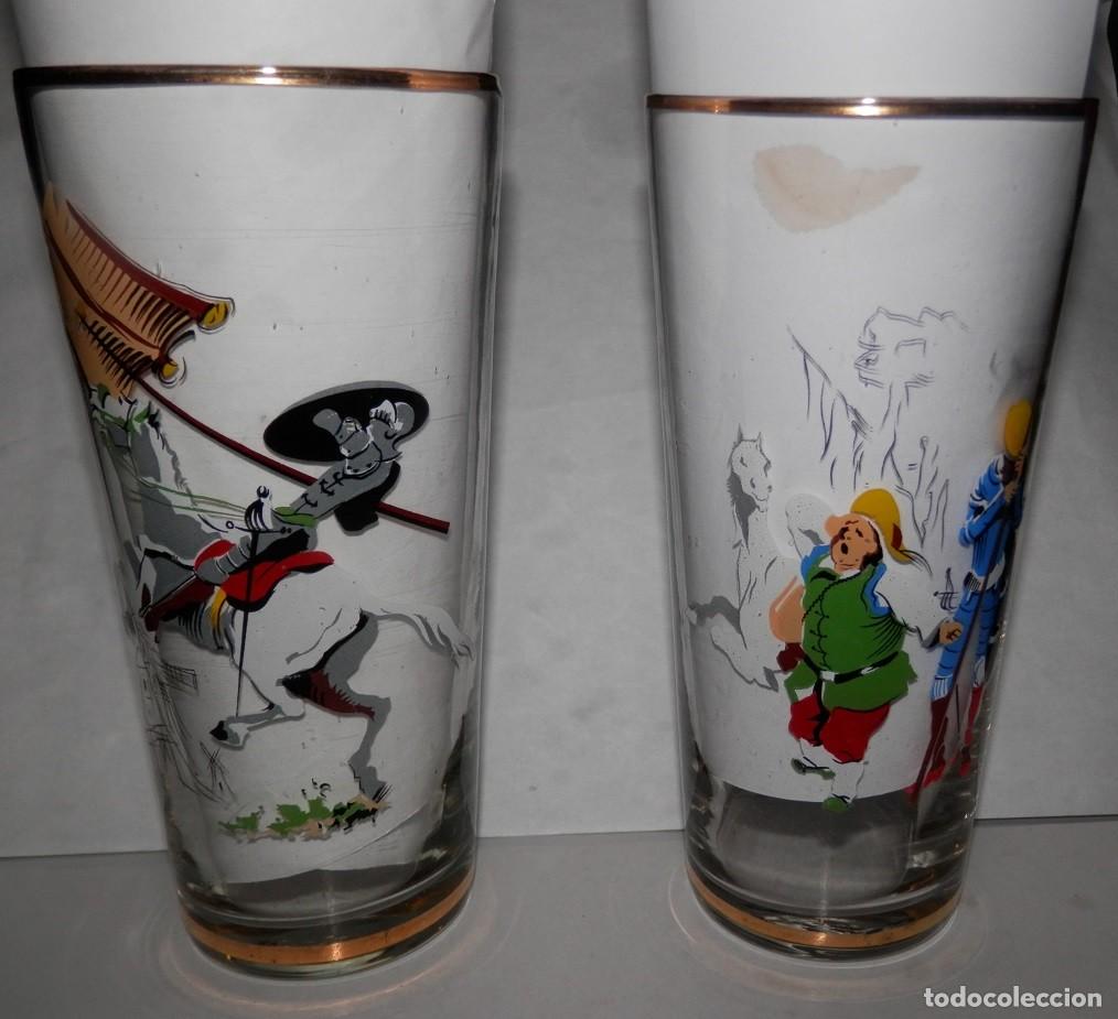 Coleccionismo: DOS VASOS ANTIGUOS CON MOTIVOS DEL D. QUIJOTE DE LA MANCHA
