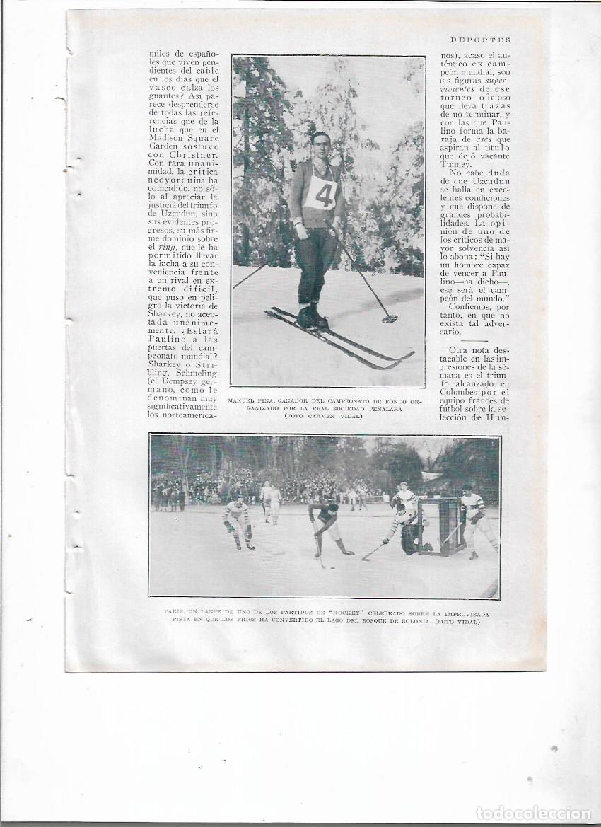 Coleccionismo: 1929 RECORTE PRENSA DEPORTES MANUEL PINA GANADOR CAMPEONATO ESQUI DE FONDO REAL SOCIEDAD PE&Ntilde;ALARA