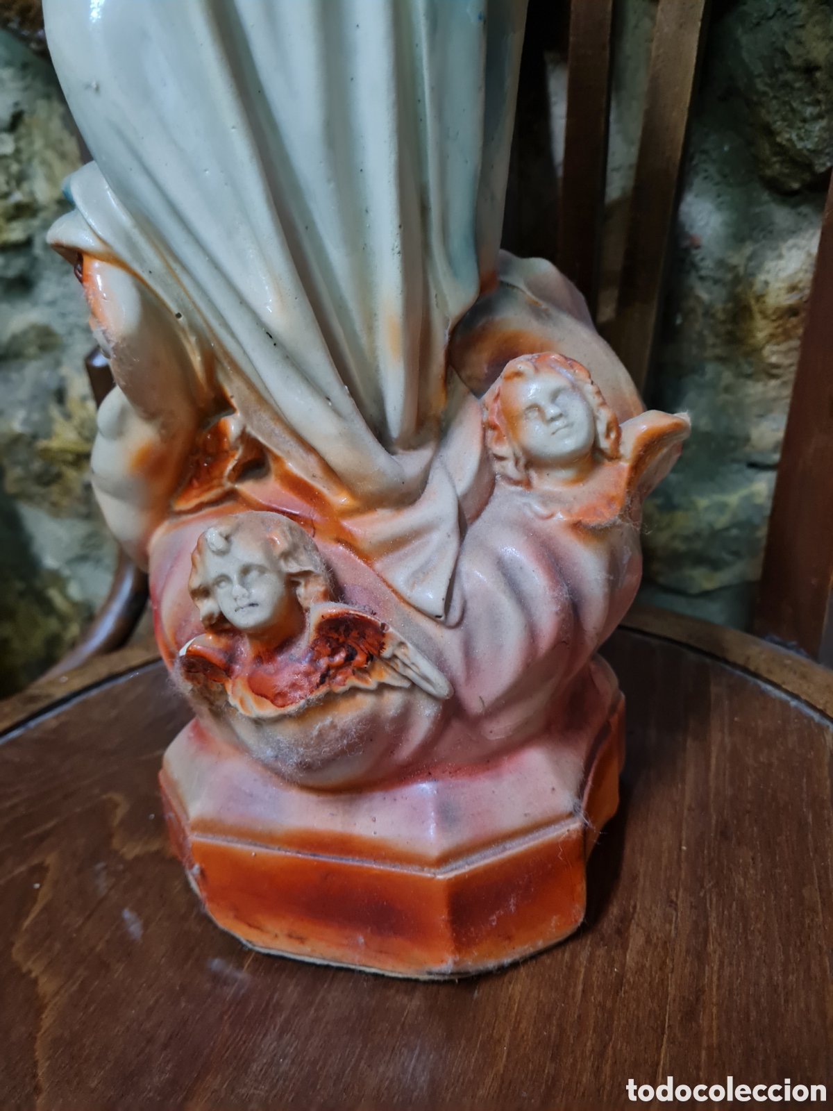 Coleccionismo: Virgen de estuco con angelitos - Foto 5