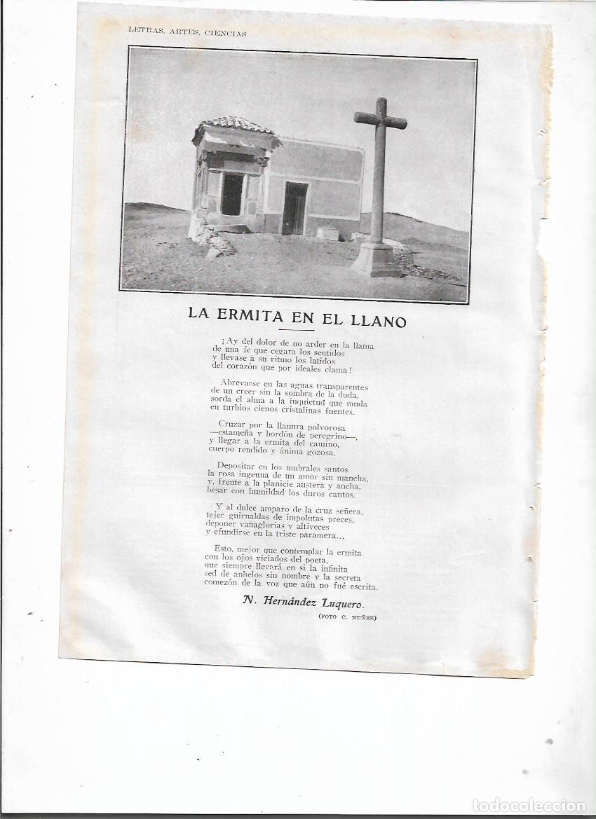 Collezionismo: A&Ntilde;O 1929 RECORTE PRENSA POESIA LA ERMITA EN EL LLANO POR HERNANDEZ LUQUERO FOTO NU&Ntilde;EZ