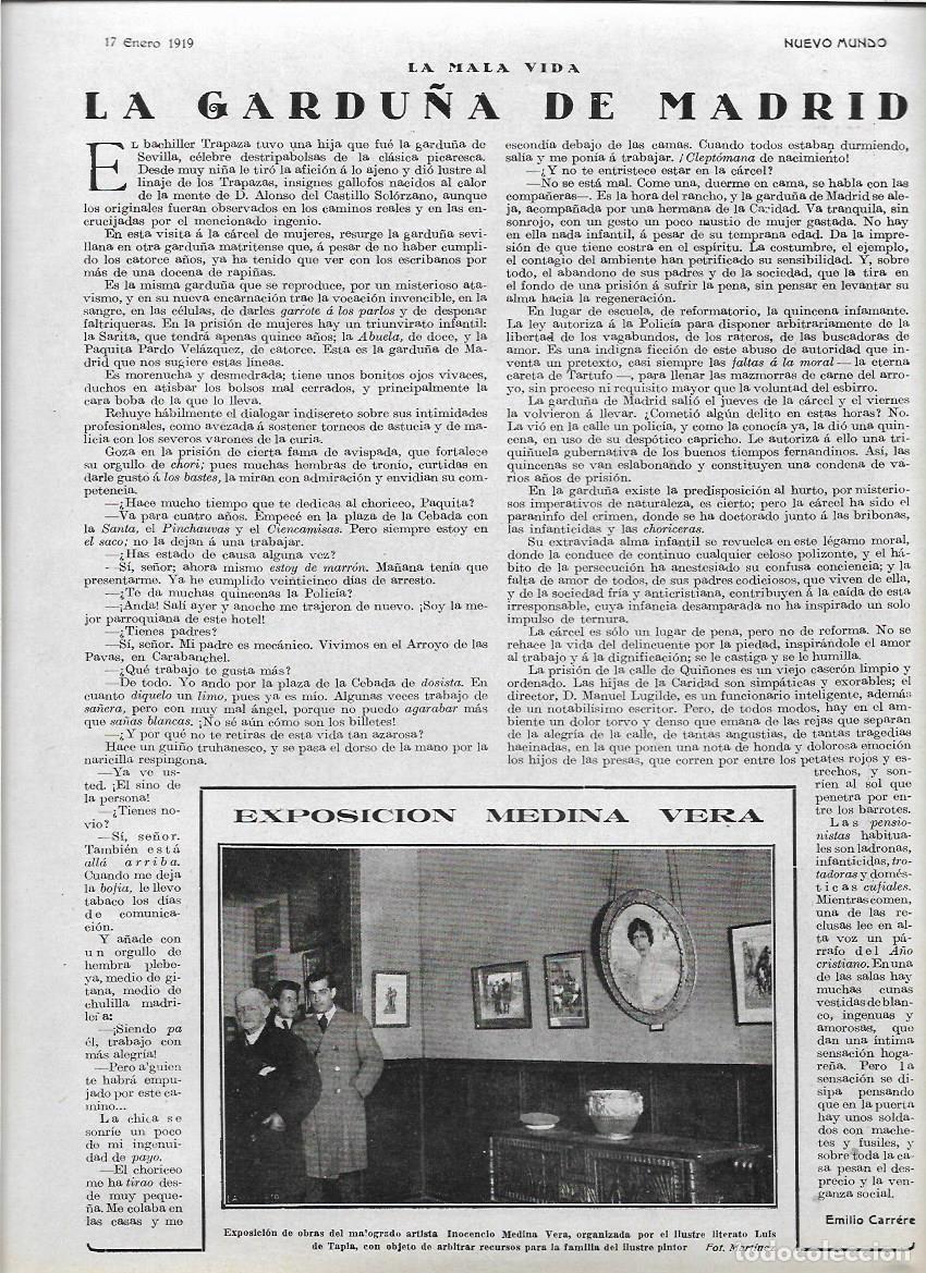 Coleccionismo: A&Ntilde;O 1919 RECORTE PRENSA LA GARDU&Ntilde;A DE MADRID ENTREVISTA PAQUITA PARDO VELAZQUEZ EN CARCEL DE MUJERES