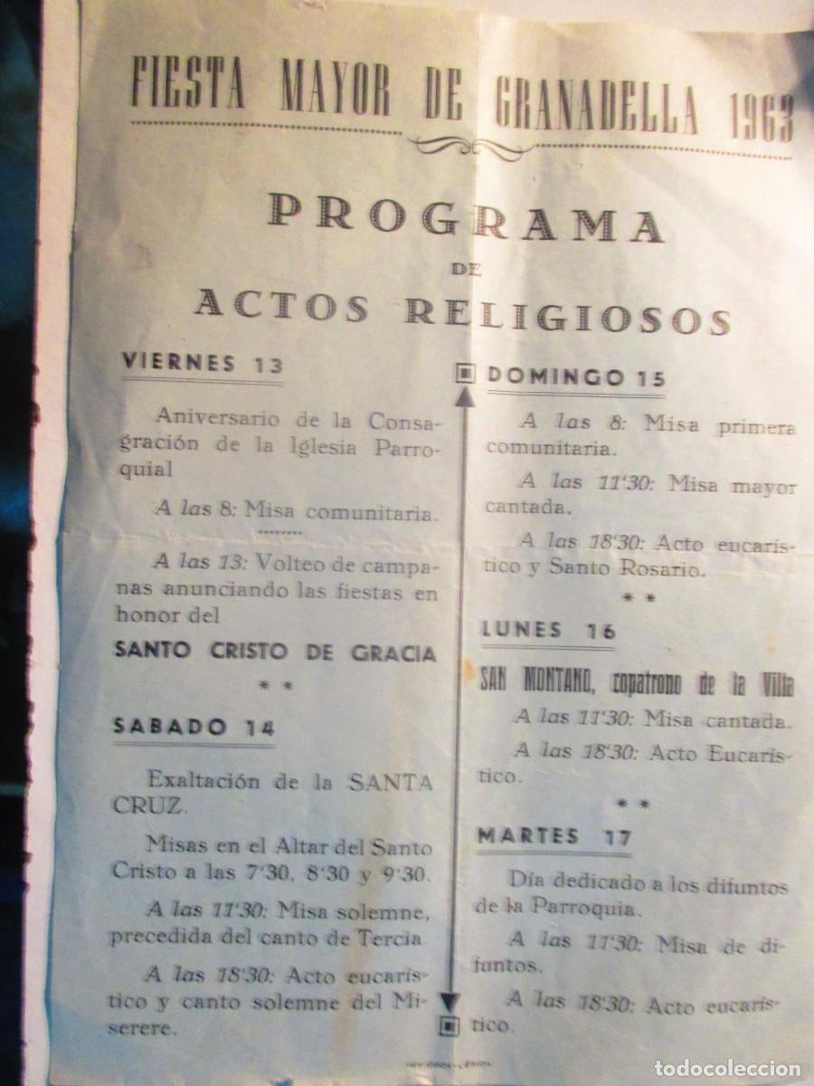 Coleccionismo: PROGRAMA DE LA FIESTA MAYOR DE GRANADELLA, 1963