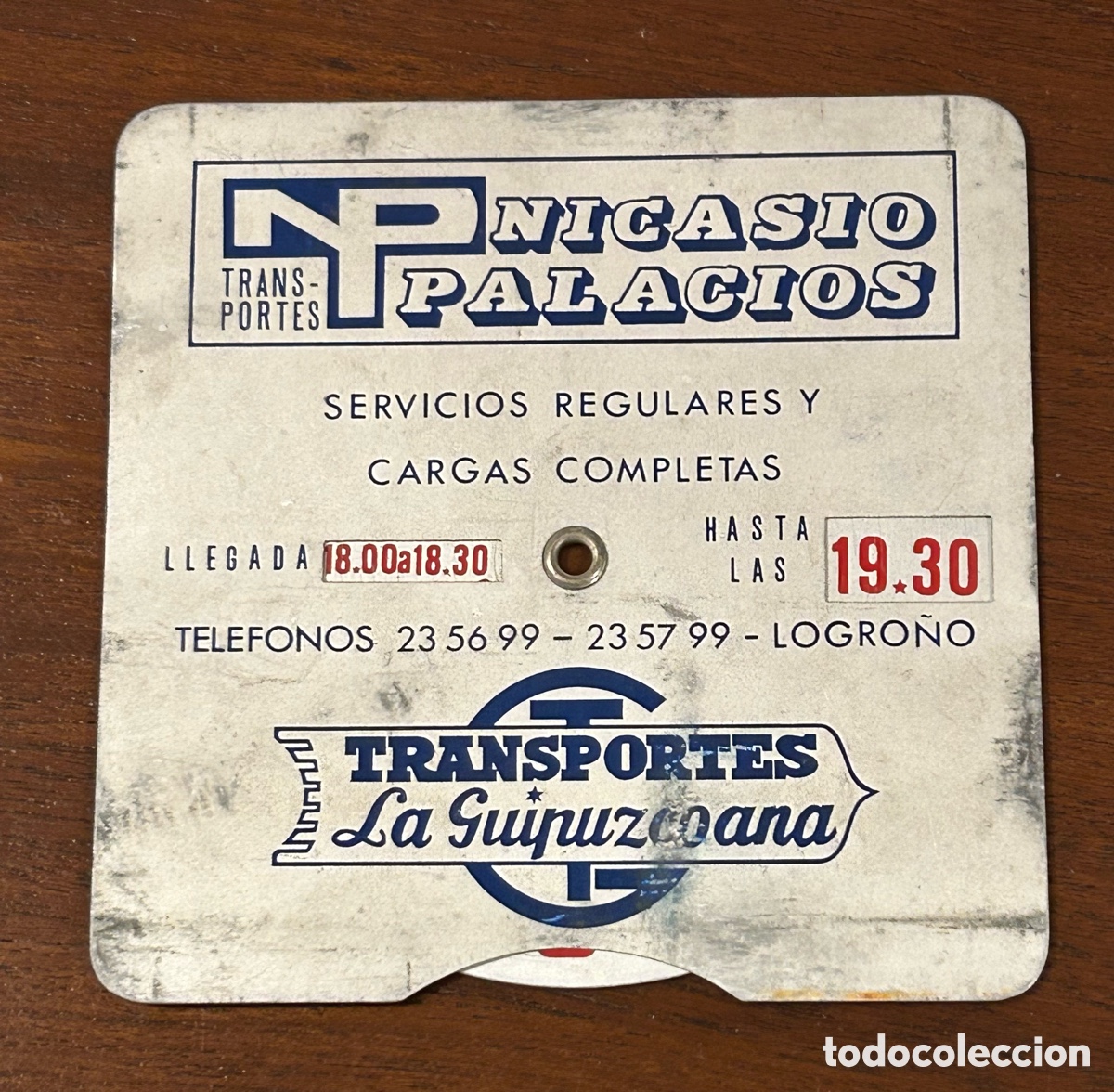 Coleccionismo: ANTIGUO DISCO APARCAMIENTO VEH&Iacute;CULO. AVERIADO. TRANSPORTES LA GUIPUZCOANA. NICASIO PALACIOS. LOGRO&Ntilde;O