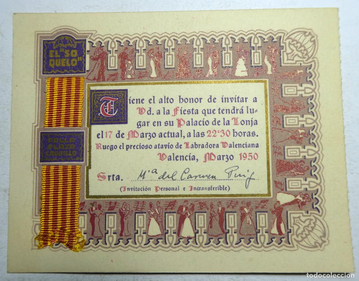 Coleccionismo: Invitaci&oacute;n Falla Plaza Caudillo Valencia Marzo 1950