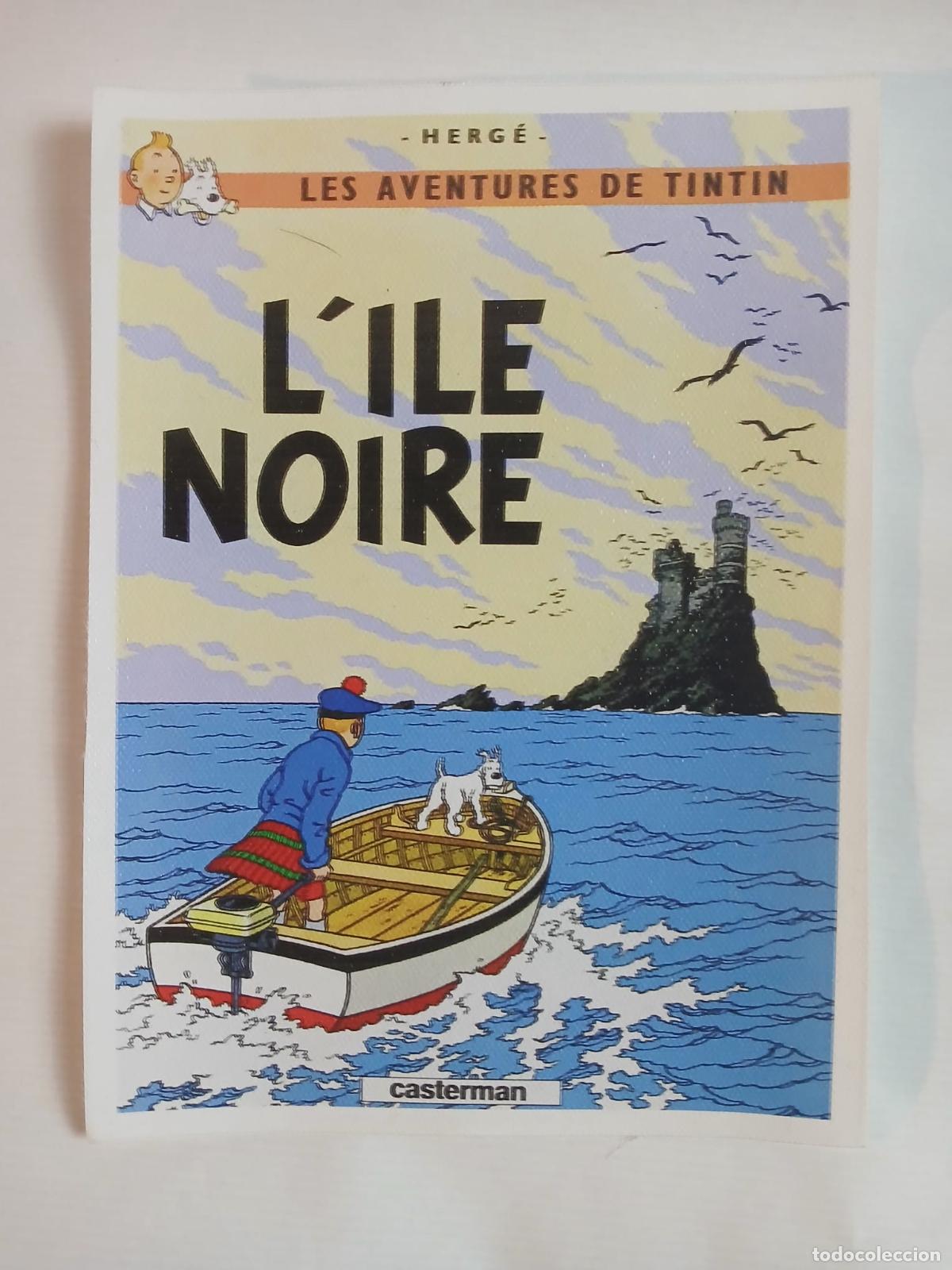 Coleccionismo: LES AVENTURES DE TINT&Iacute;N - L&acute;ILE NOIR - L&Aacute;MINA de papel plastificado 14,5 cm. X 19,5 cm. (aprox.)