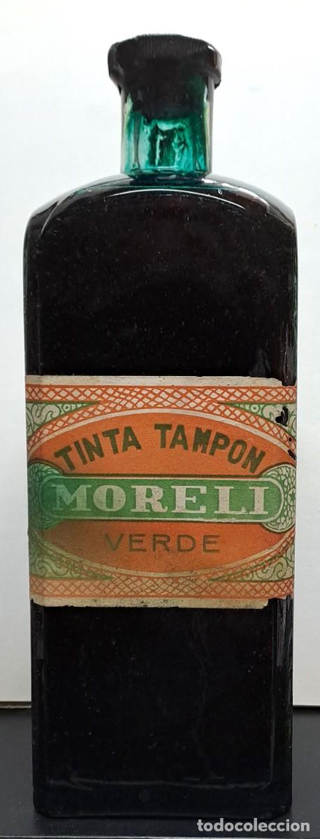 Coleccionismo: TARRO ANTIGUO DE TINTA VERDE PARA TAMPON MORELI, PRECINTADO. TARROTINTA-01
