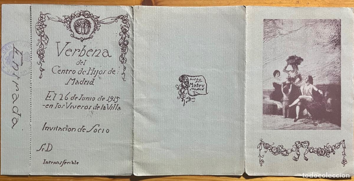 Coleccionismo: CENTRO DE HIJOS DE MADRID- PROGRAMA- VERBENA- VIVEROS DE LA VILLA- 1915