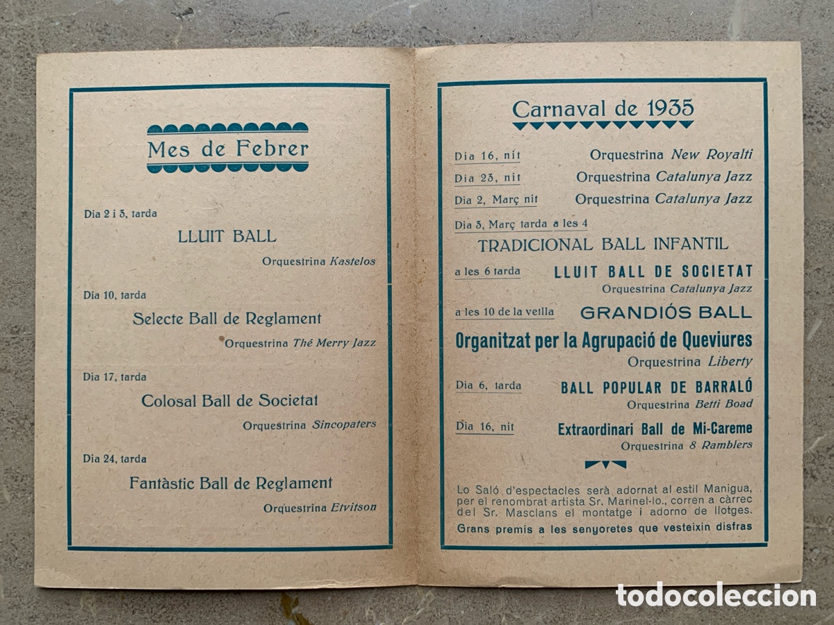 Coleccionismo: D&iacute;ptic Ateneu Colon - Carnaval - Programa de balls - Barcelona 1935 - Foto 3
