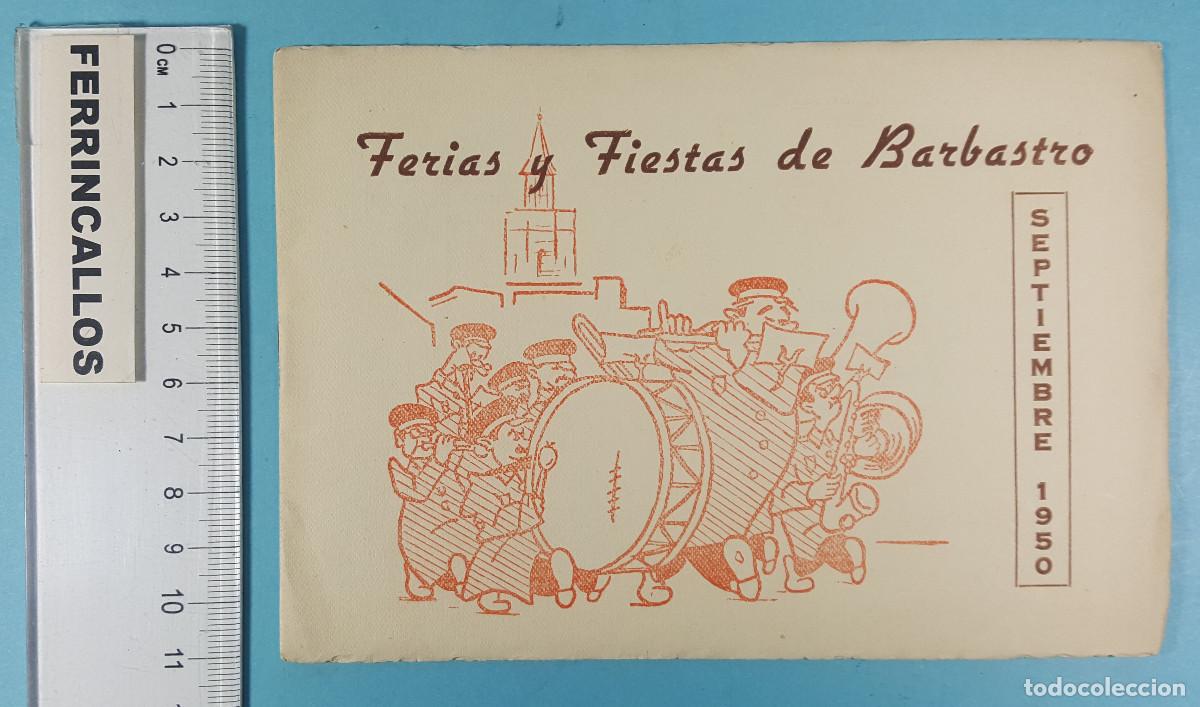 Collezionismo: PROGRAMA DE MANO DE FERIAS Y FIESTAS DE BARBASTRO 1950, OBSEQUIO DE IMPRENTA SANTAMAR&Iacute;A