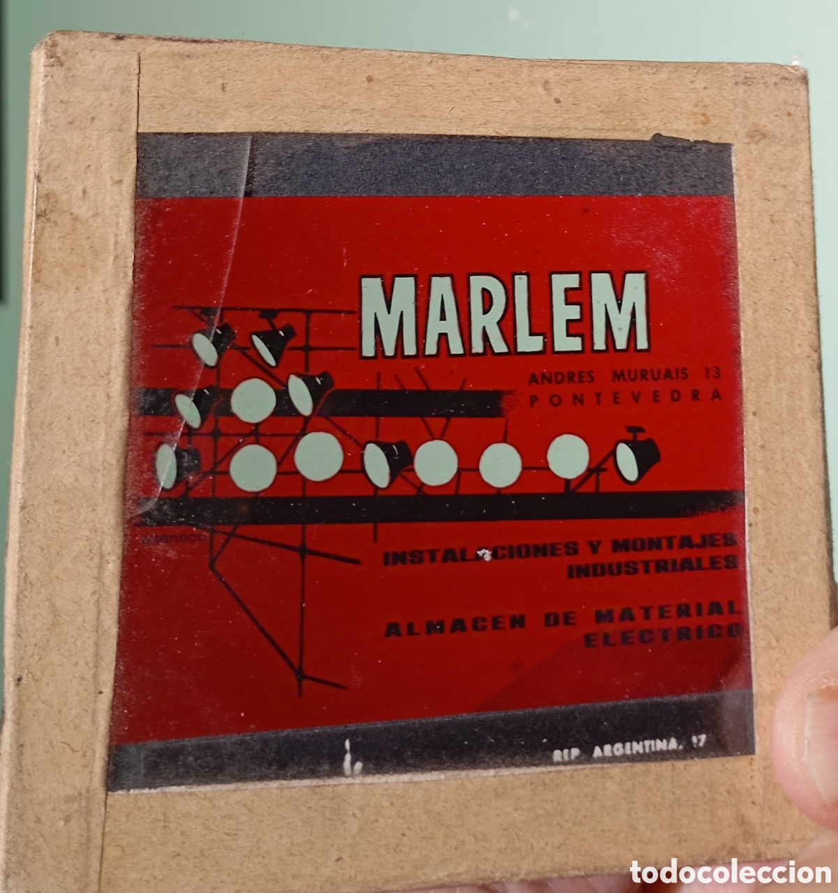Collezionismo: Antigua diapositiva publicidad Marlen Pontevedra instalaciones el&eacute;ctrica