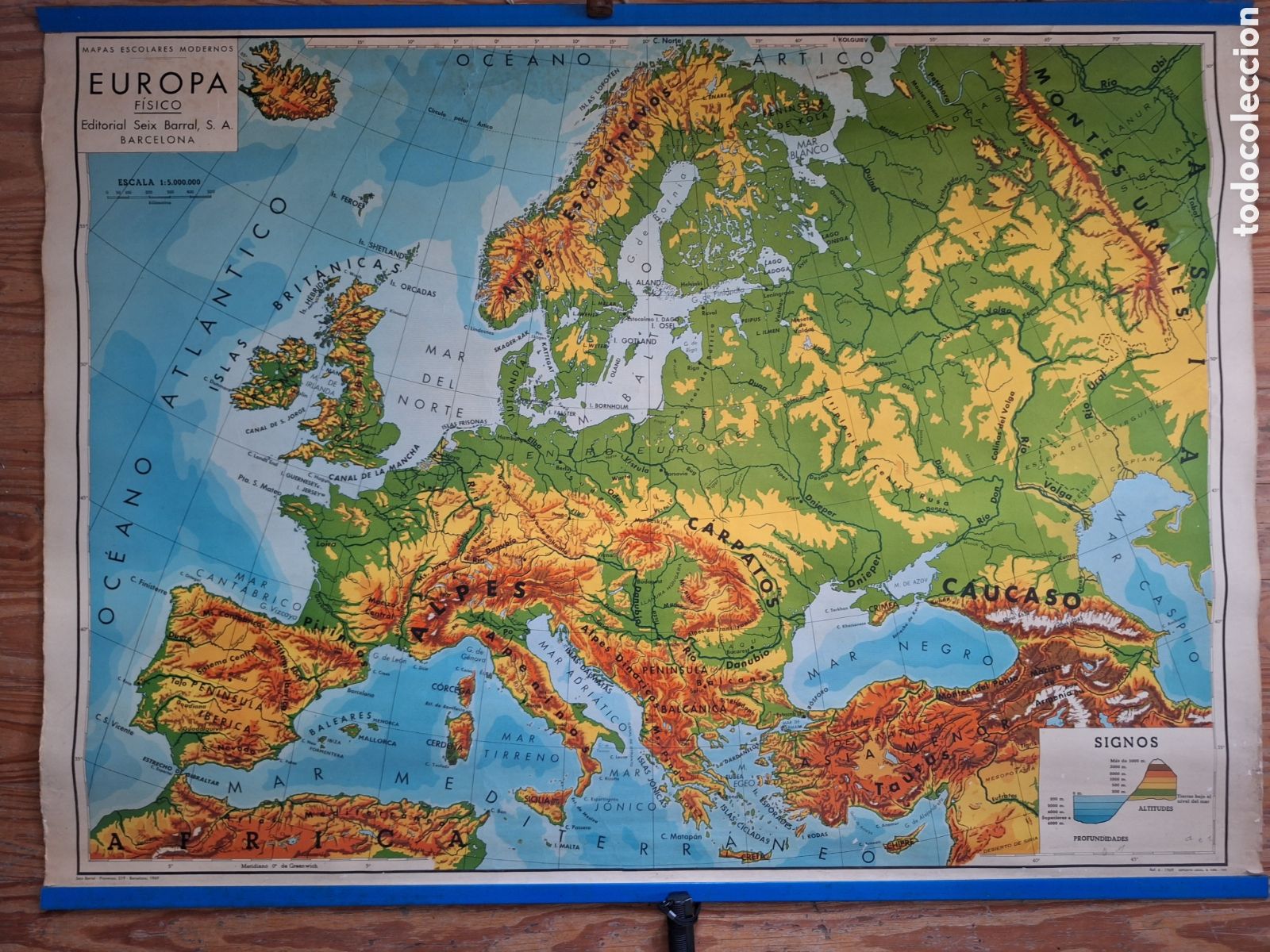 Coleccionismo: Mapa f&iacute;sico de Europa de 1969 de colegios