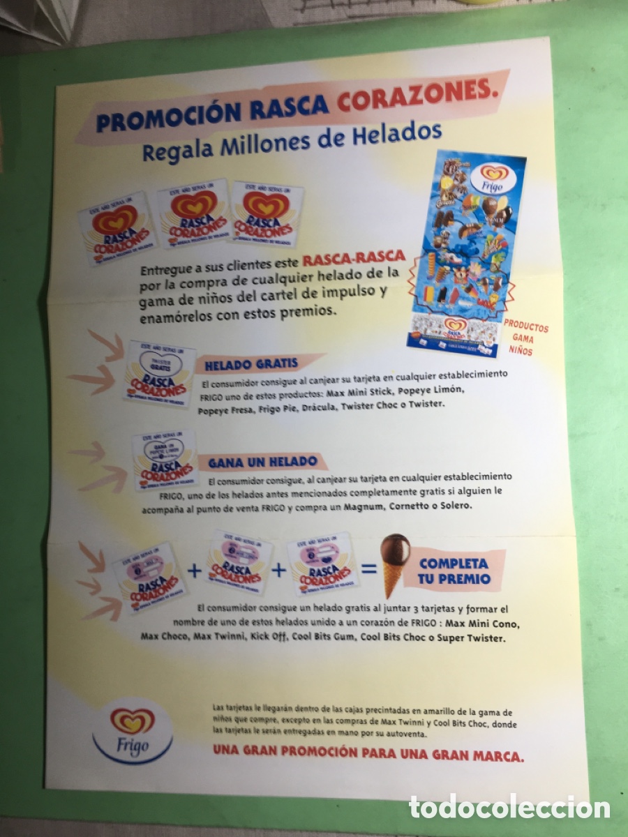 Coleccionismo: 1998 FEBRERO PUBLICIDAD &lsquo;&rsquo;FRIGO&rsquo;&rsquo; PROMOCI&Oacute;N CAMPA&Ntilde;A &lsquo;&rsquo;RASCA CORAZONES &lsquo;&rsquo;