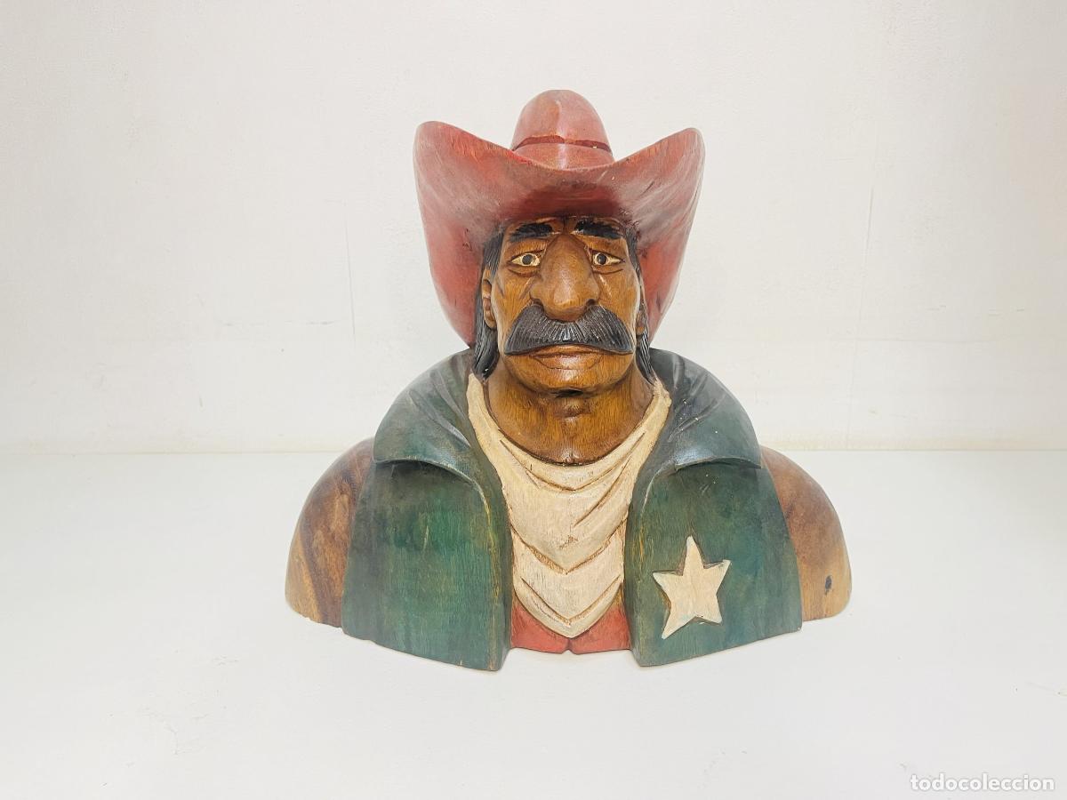 Coleccionismo: Busto Sheriff tienda vaqueros Liberto Espa&ntilde;a 1980&rsquo;s 40x37 cm - LA OPALINA