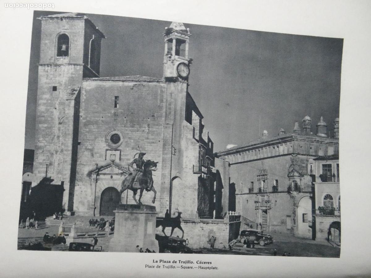 Coleccionismo: ANTIGUA L&Aacute;MINA DOBLE EN HUECOGRABADO A&Ntilde;O 1942. C&Aacute;CERES ENCINAR EXTREME&Ntilde;O TRUJILLO 186