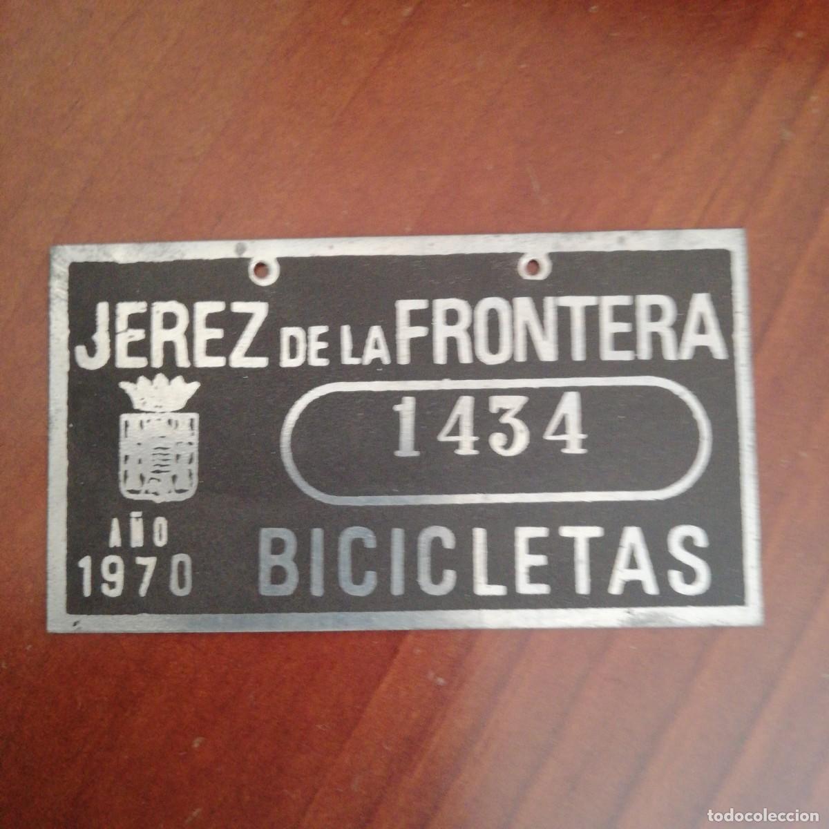 Coleccionismo: Jerez de la frontera matricula para bicicleta a&ntilde;o 1970 n&uacute;mero 1434