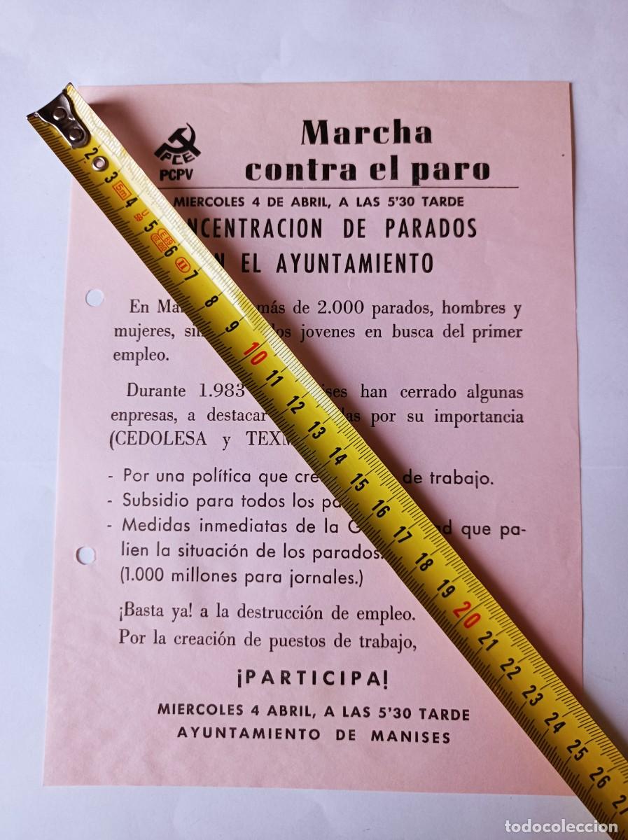 Coleccionismo: MARCHA CONTRA EL PARO PARTIDO COMUNISTA DE ESPA&Ntilde;A PCE PARTIDO COMUNISTA DEL PA&Iacute;S VALENCI&Agrave; PCPV