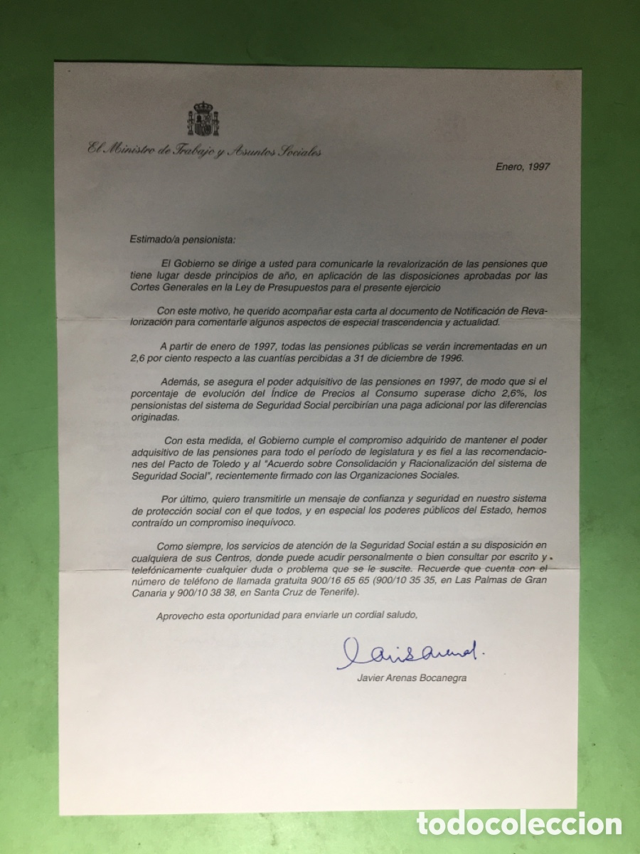 Coleccionismo: 1997 CARTA CASTELLANO Y CATAL&Agrave; MINISTERIO TRABAJO Y NOTIFICACI&Oacute;N REVALORIZACI&Oacute;N PENSI&Oacute;N