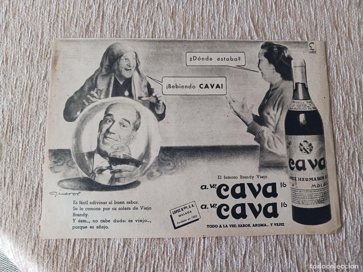 Coleccionismo: anuncio de brandy viejo cava, de malaga. il. querol