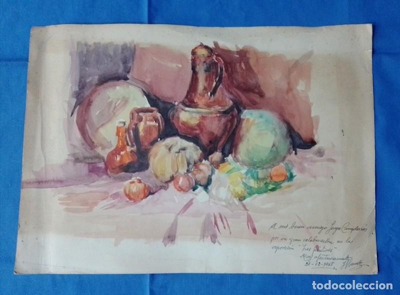 Coleccionismo: Lamina de acuarela bodegon 1968 - Foto 1