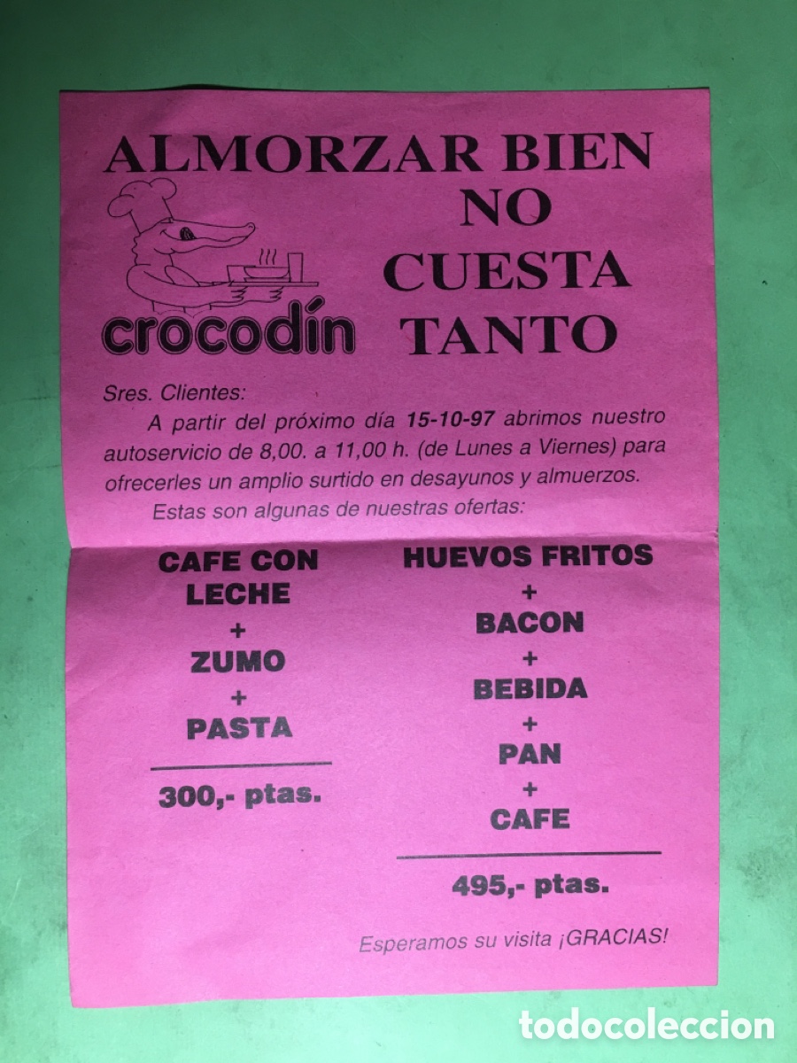Coleccionismo: 1997/15/10 PUBLICIDAD &ldquo;CROCODIN&rdquo; ALMORZAR BIEN NO CUESTA TANTO OFERTAS