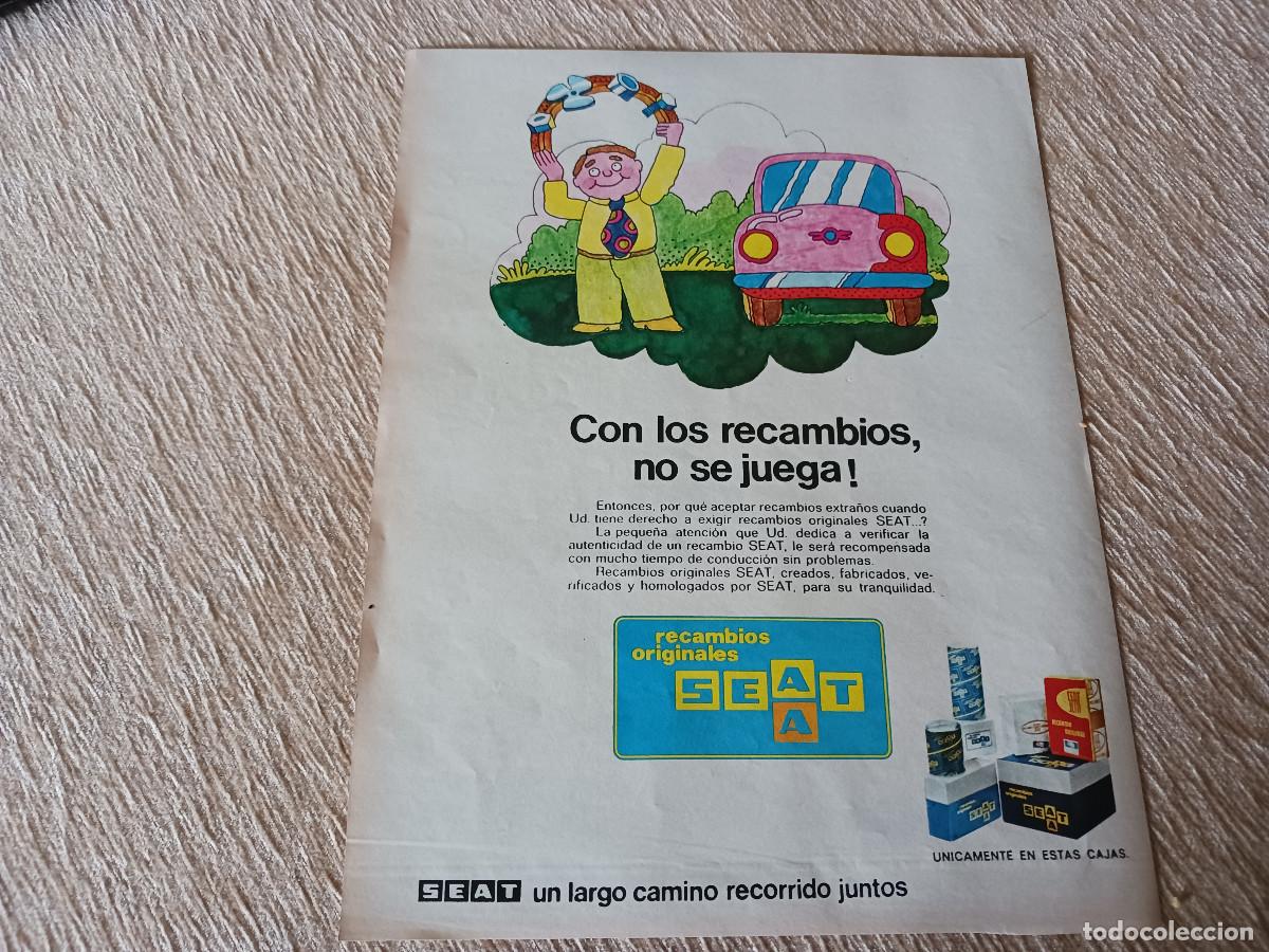 Coleccionismo: lamina anuncio de seat, con los recambios no se juega, al reverso joyeria j. roca, barcelona