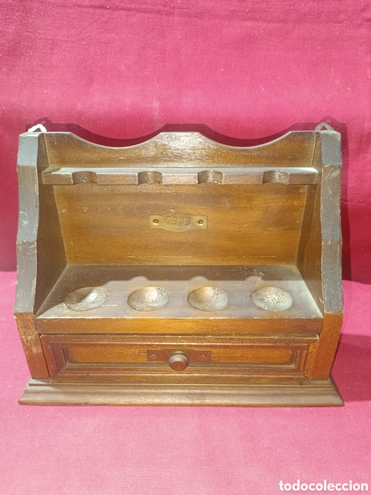 Coleccionismo: Peque&ntilde;o mueble soporte para pipas con caj&oacute;n